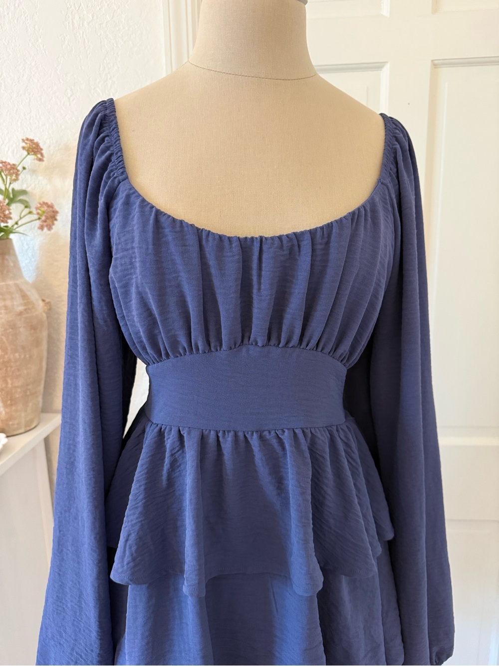 Dry Goods Blue Tiered Long Sleeve Dress - Picture 3 of 7